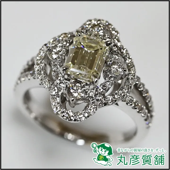 指輪 イエローダイヤモンド1.03ct ダイヤモンド0.8ct